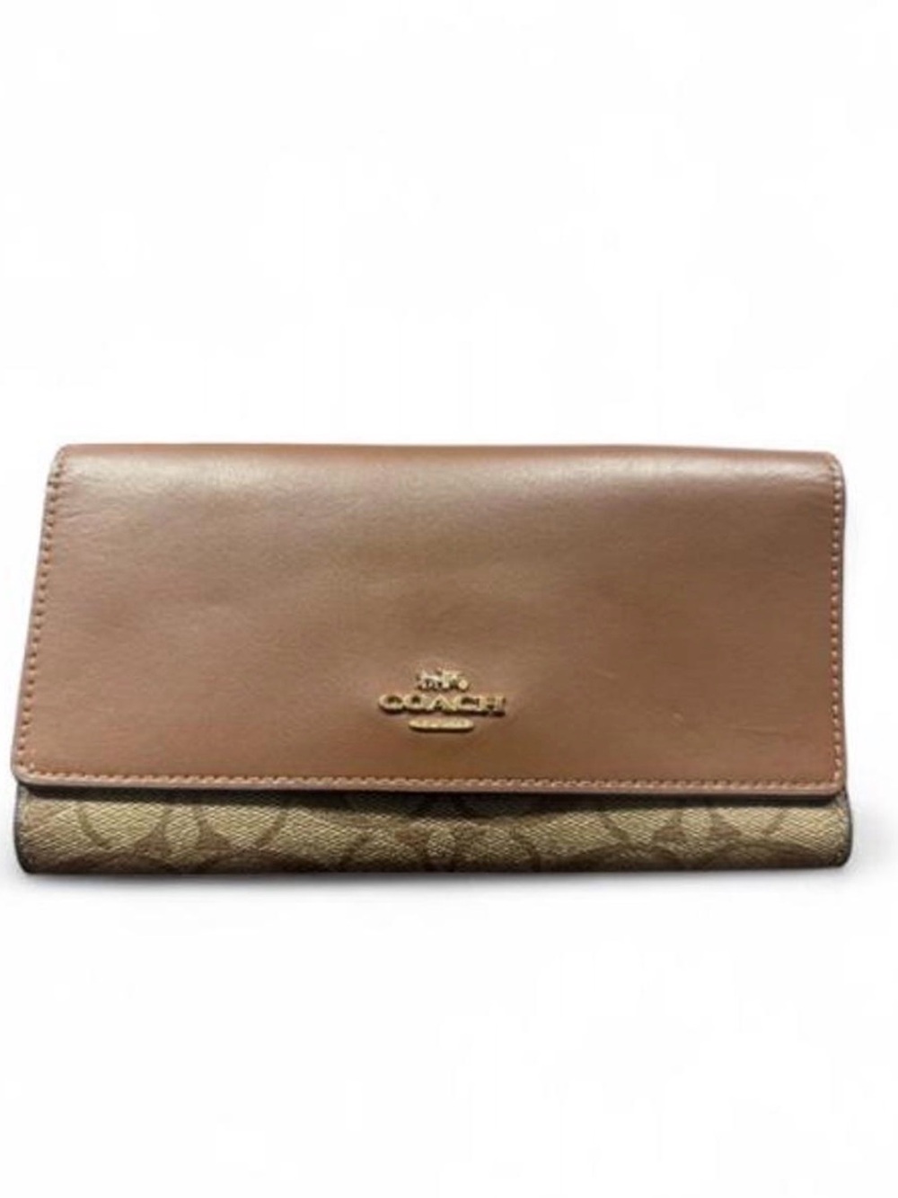 Coach Slim Trifold Wallet in Signature
Canvas & Saddle Leather C5966